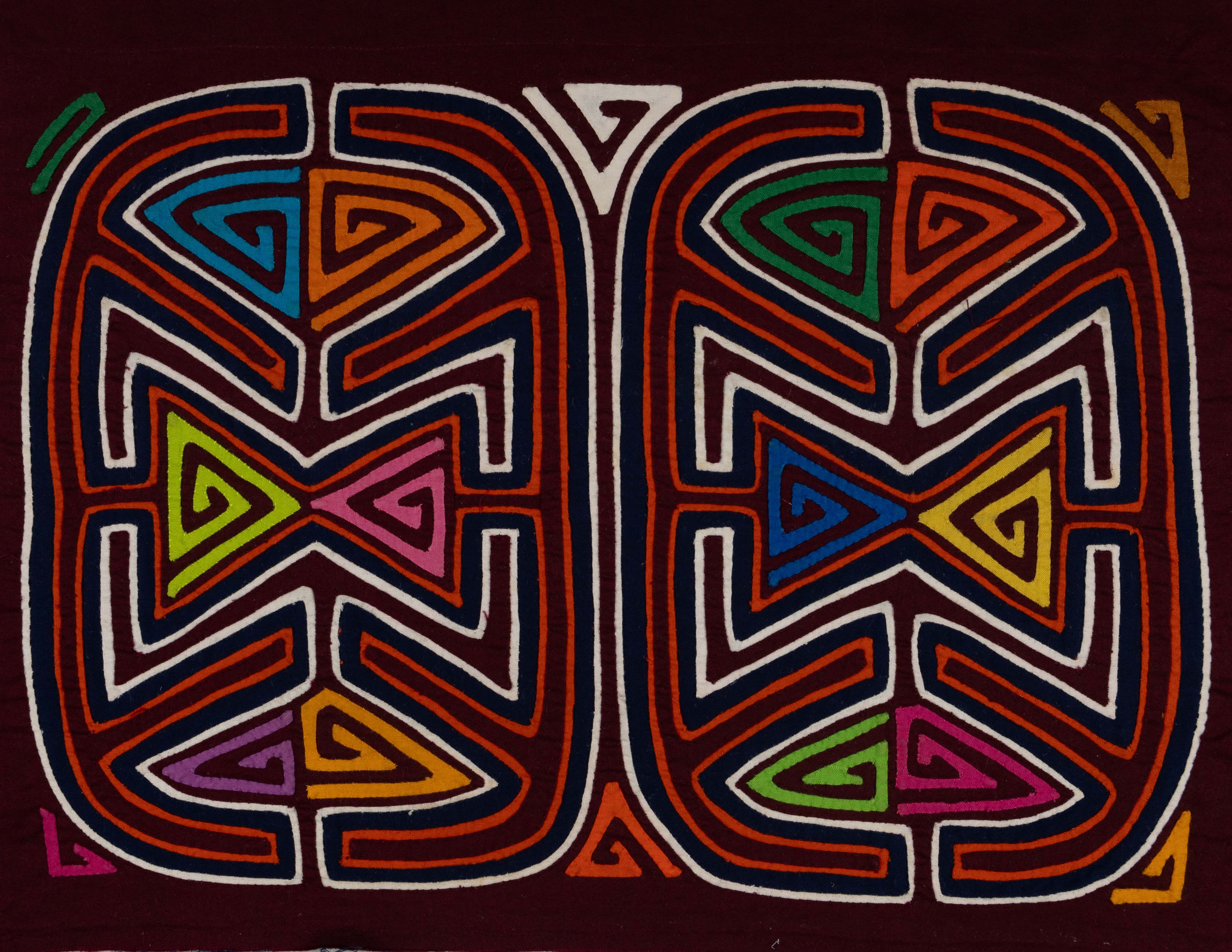 Burgandy And White Classic Design Kuna Mola