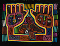 Black And Yellow Smiling Hands With Parrot Mola