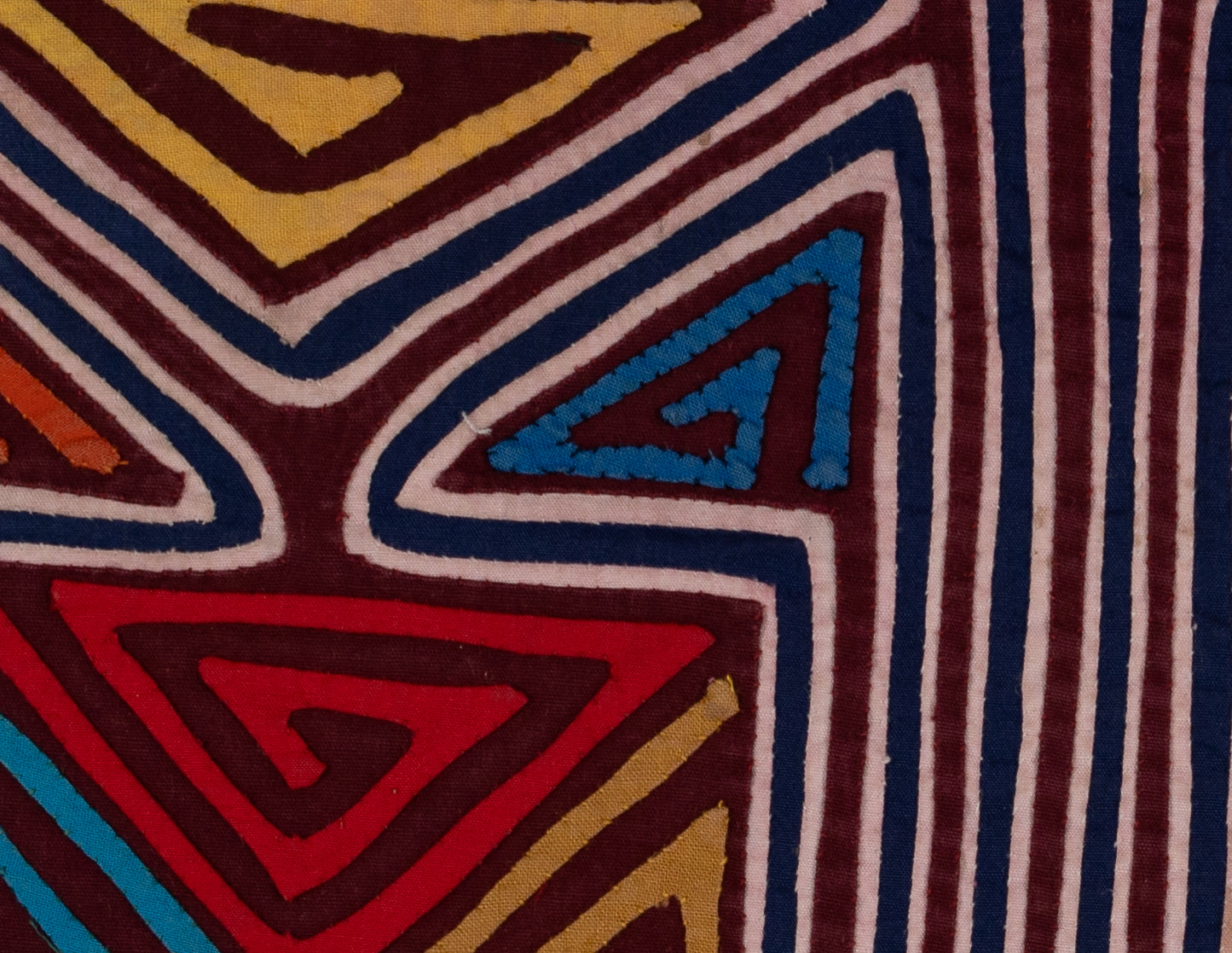 Burgundy Pink And Blue Classic Design Kuna Mola