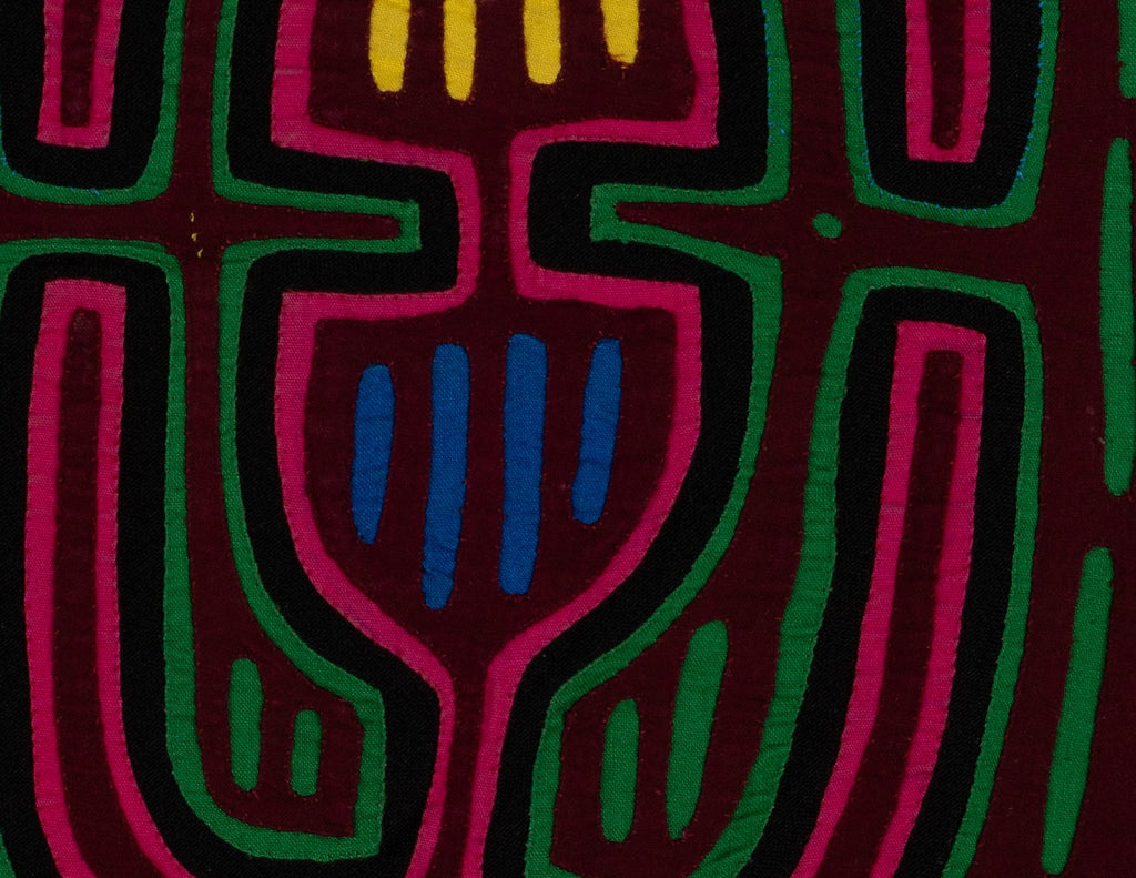 Burgundy Pink And Green Optical Illusion Dog Mola