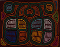 Burgundy Orange And Green Optical Illusion Mola