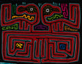Red And Turquoise Former Kuna Blouse Mola