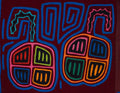 Maroon And Blue Christmas Ornaments Mola