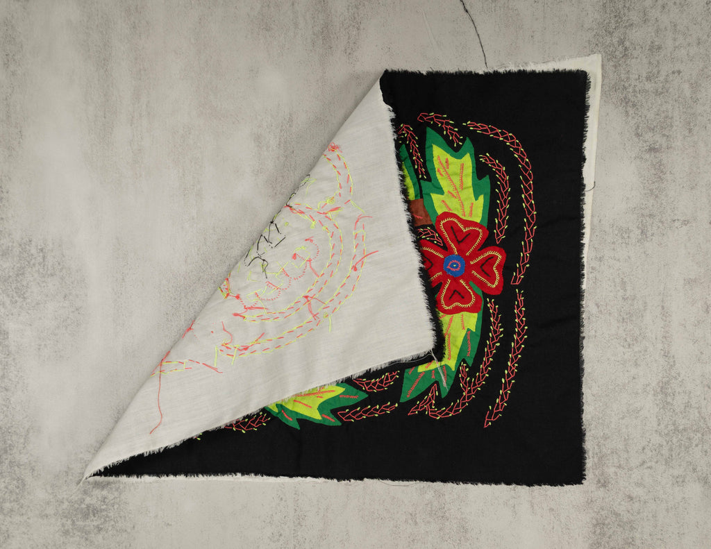 Red Blue And Orange Parrot With Flower Mola