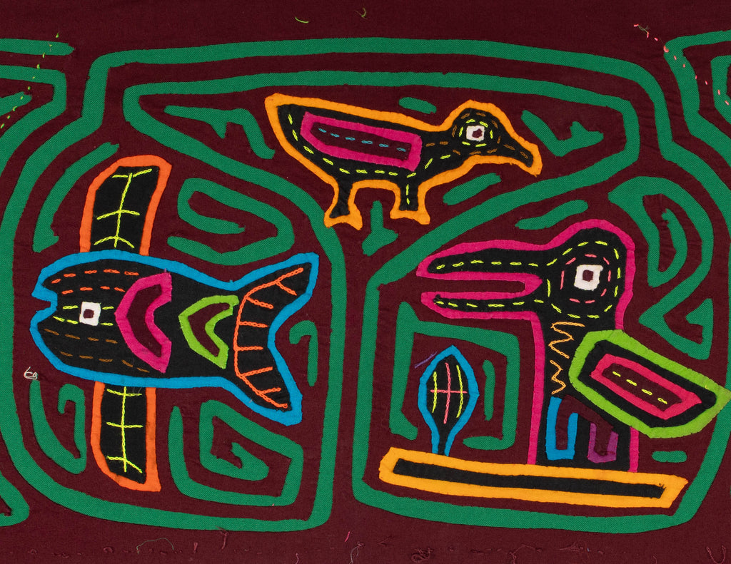 Maroon And Green Bird And Fish Mola