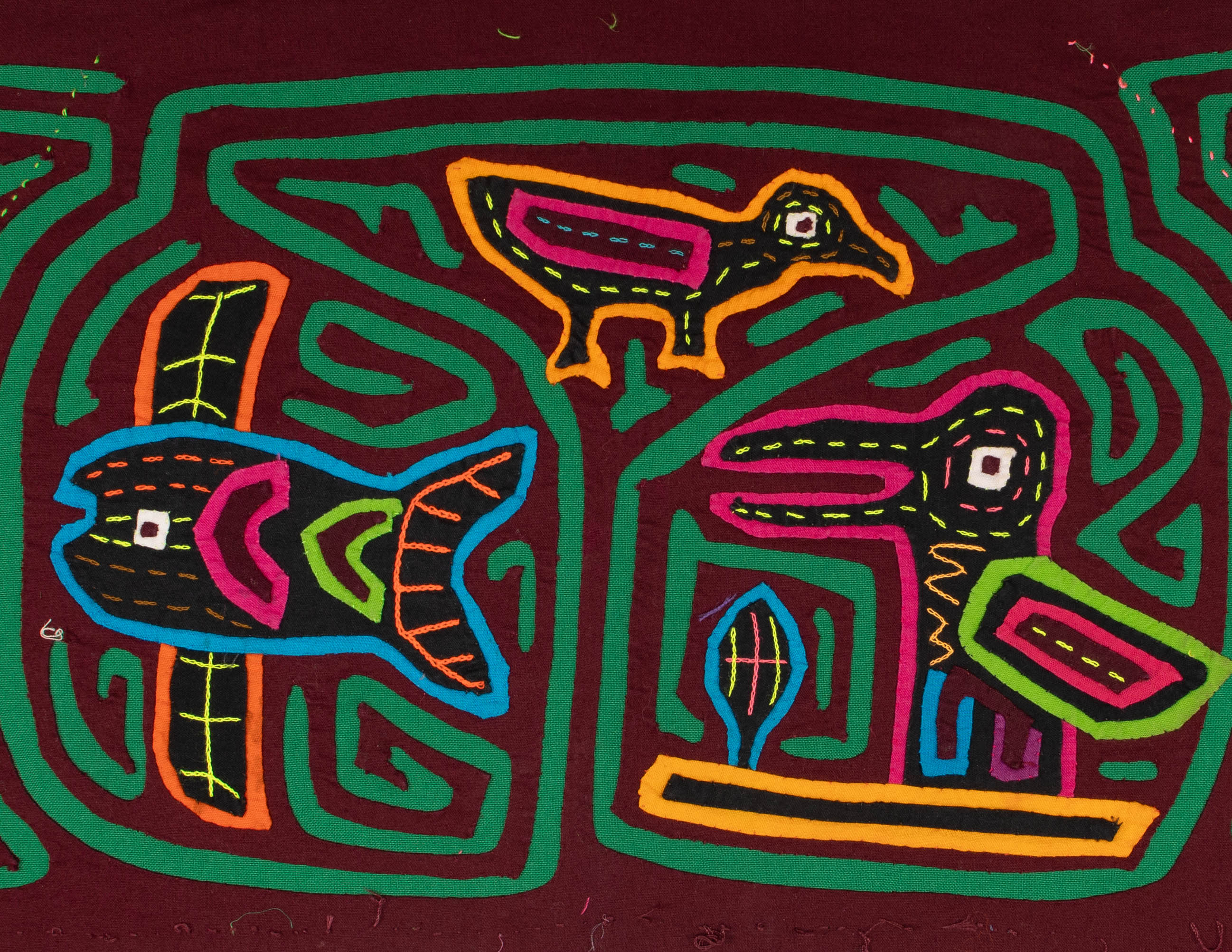 Maroon And Green Bird And Fish Mola