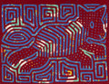Vintage Burgundy And Blue Puppy Dog Mola