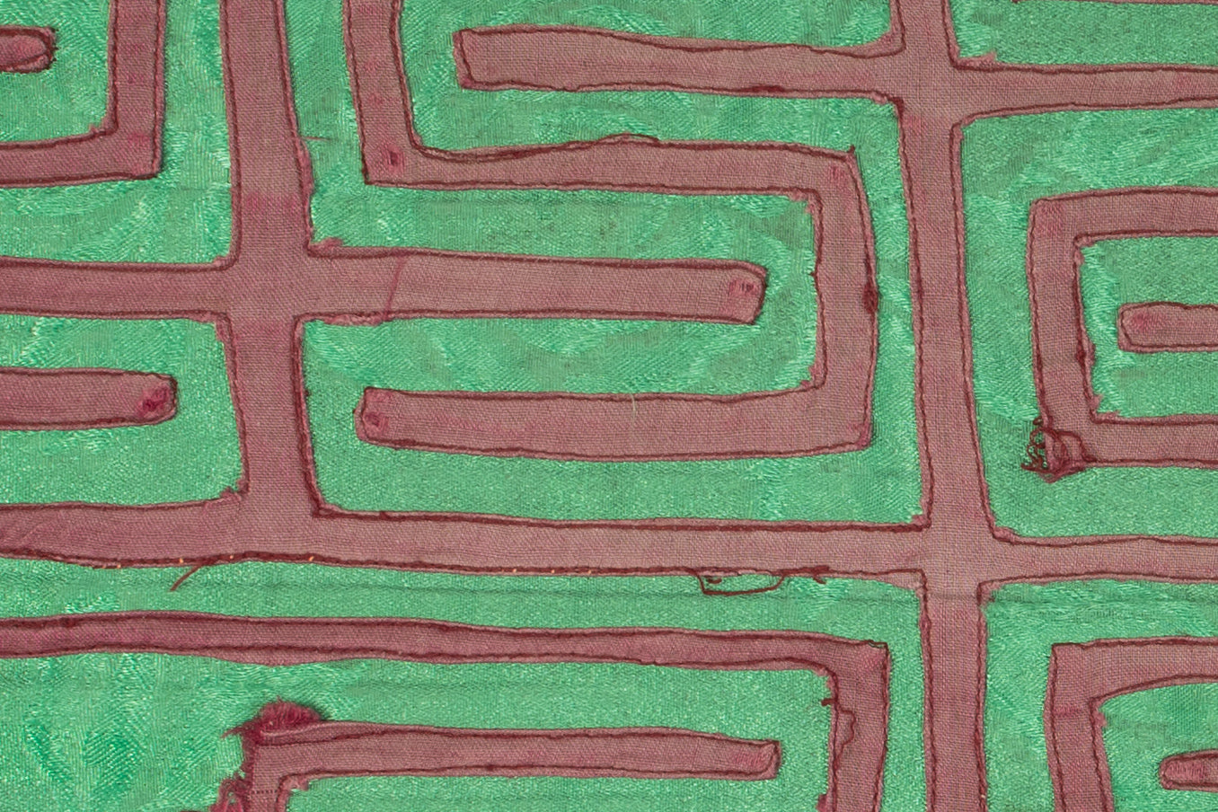Vintage Green And Maroon Former Blouse Mola