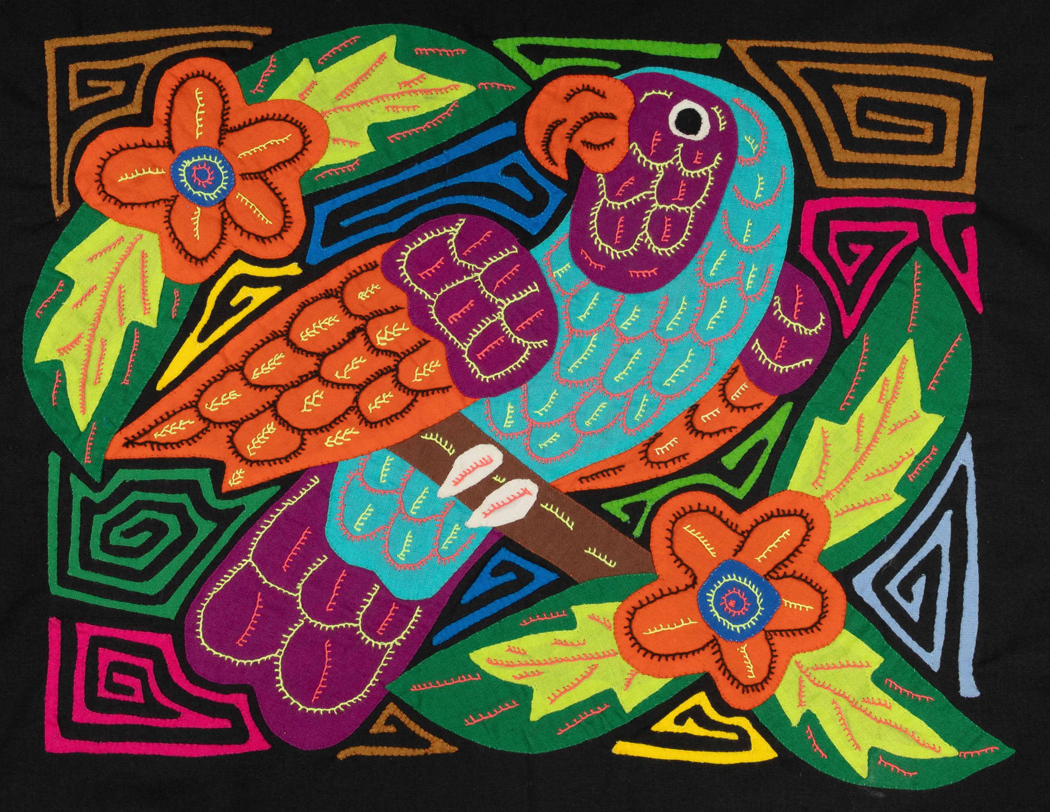 Blue Orange And Purple Parrot Bird Mola