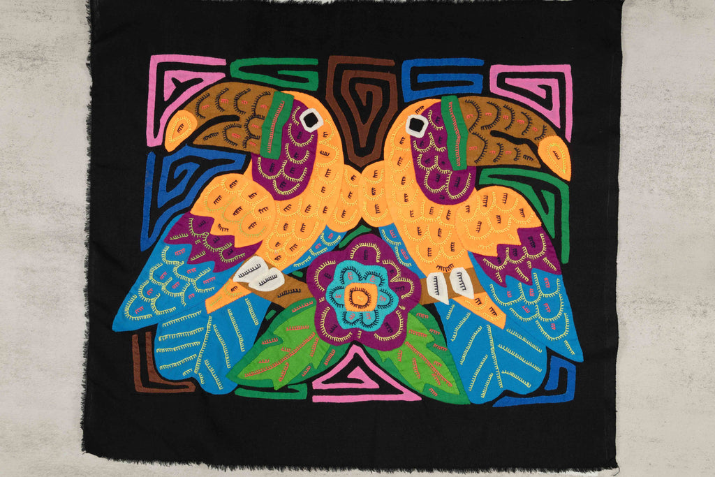 Two Orange Toucan Parrot Bird Mola