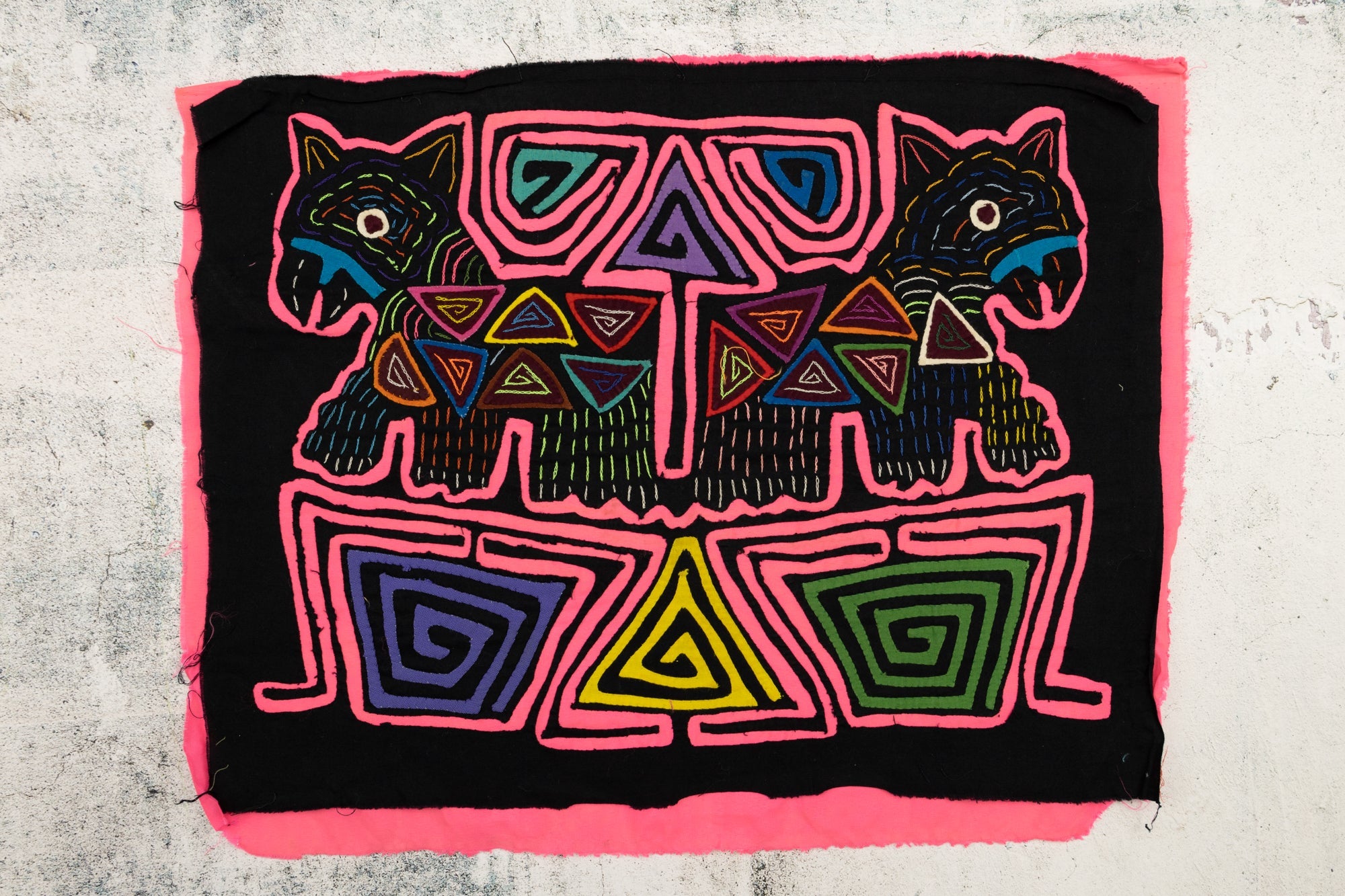 Pink Puppy Dog Panama Mola