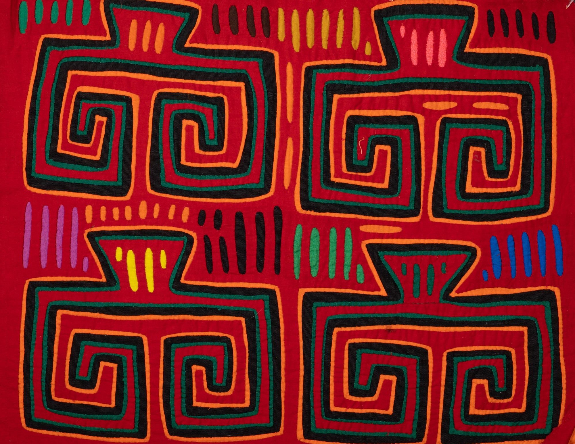 Blood Red Huaca Design Vintage Mola