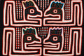Black Red White Peacock Heads Mola