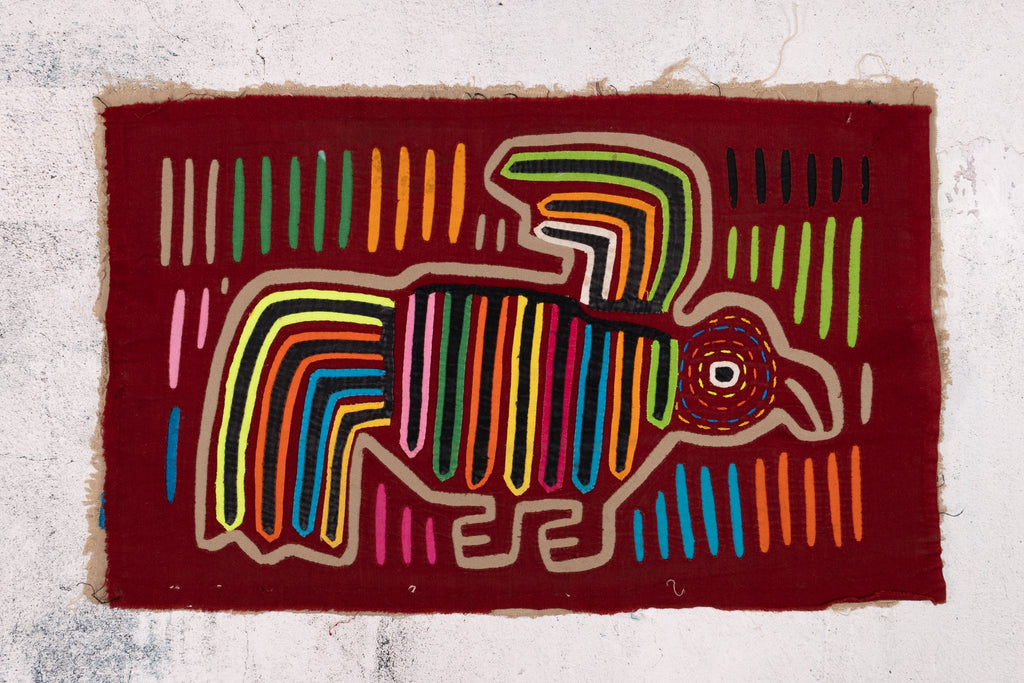 Maroon Rainbow Bird in Flight Mola