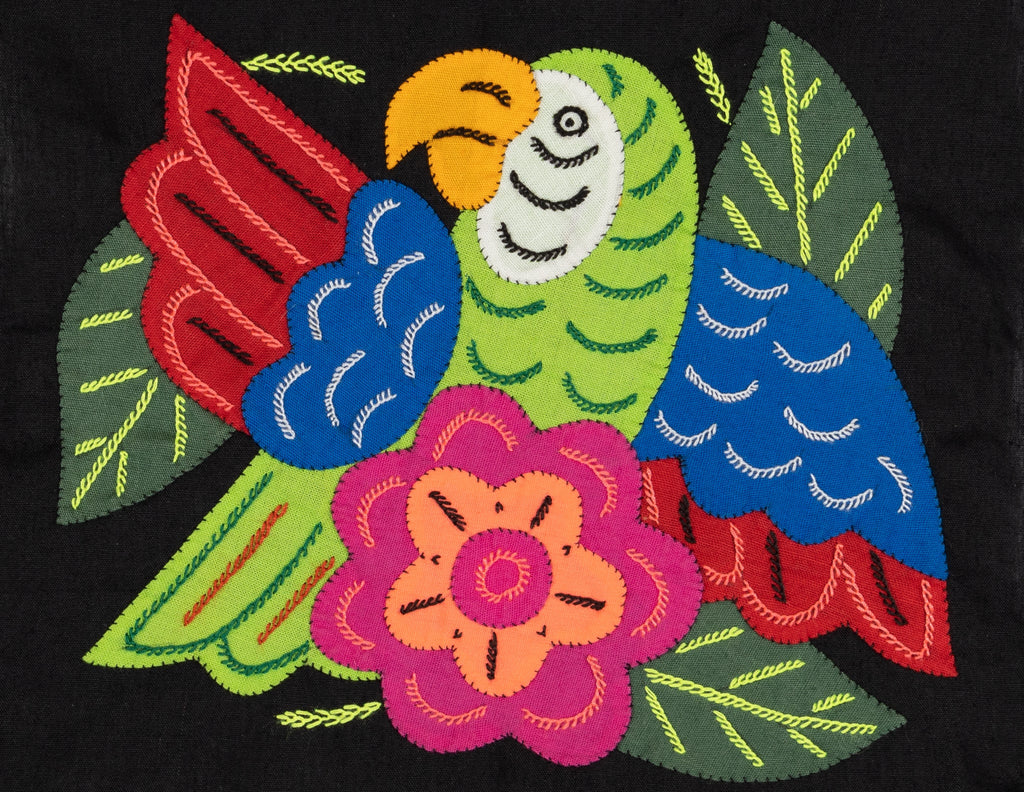 Green Blue And Red Parrot with Pink Flower Molita