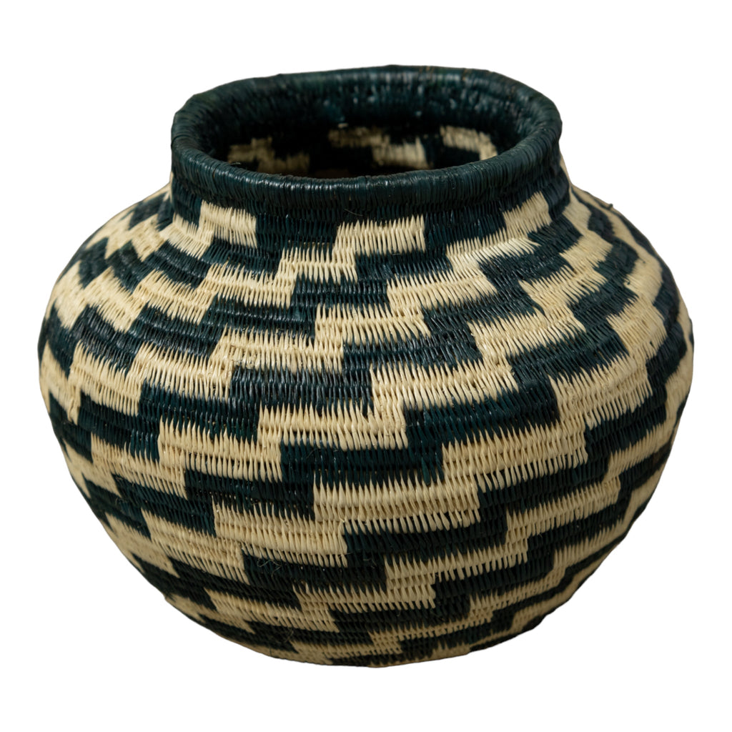 Deep Blue And White Star Step Spiral Rainforest Basket