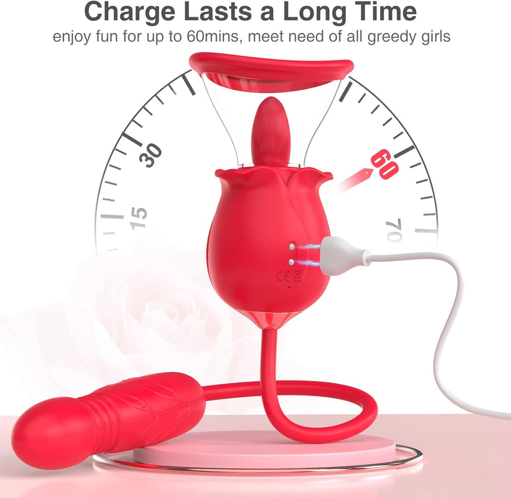 RoseBloom Clit Suction Dildo Vibrator