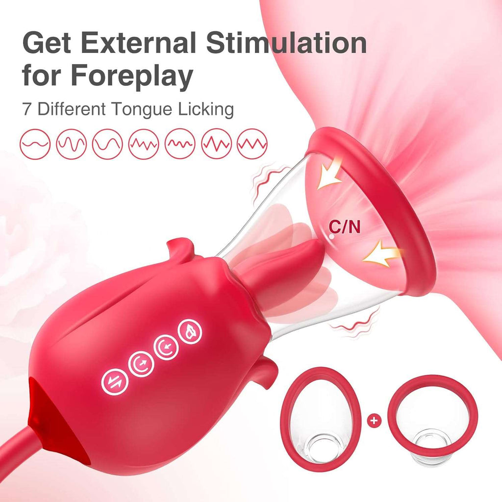 RoseBloom Clit Suction Dildo Vibrator