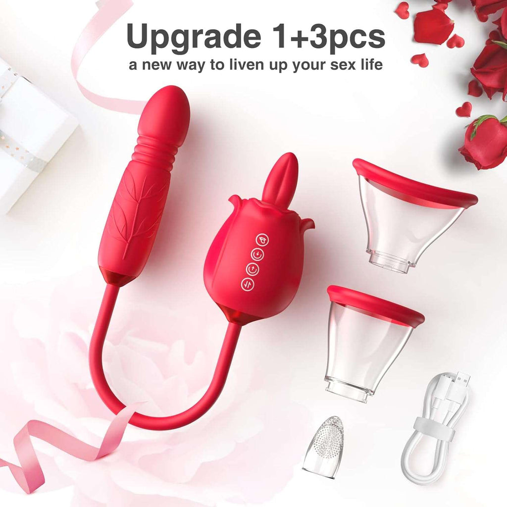 RoseBloom Clit Suction Dildo Vibrator