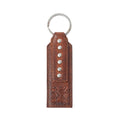 Myra Zidana Highland Studded Veg Tanned Leather Keyfob in Crimson Dust