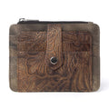 Myra Driftwood Cove Embossed Leather Credit Card Holder in Olive Brown