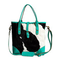 Pecos Pointe Canvas & Hairon Bag In Turquoise