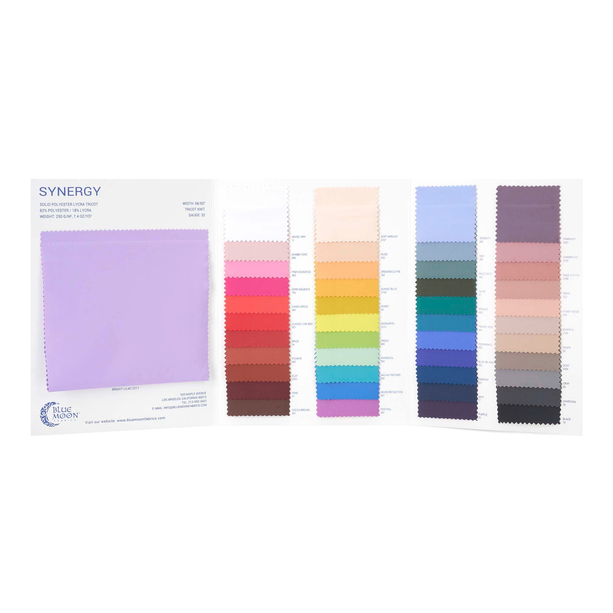 Synergy Polyester Lycra Color Card | Blue Moon Fabrics