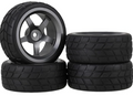 IRonManRc Aluminum 5 SPOKE Street Wheels & Rubber Tires 12mm Hex 1:10