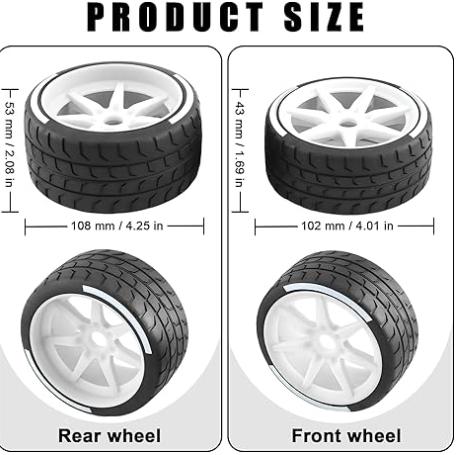 IRonManRc Street Racing Rubber Tires & Wheels 1/7 1/8 On Road 4PCS/Set)