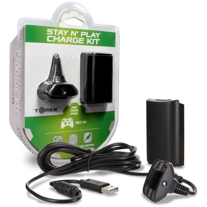 Kit de carga y juego para mando - Xbox 360 (NEGRO)