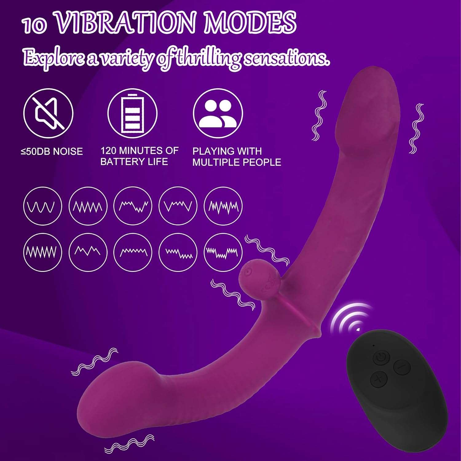 SymphonyVibe Dual Ended Remote Control Dildo Vibrator