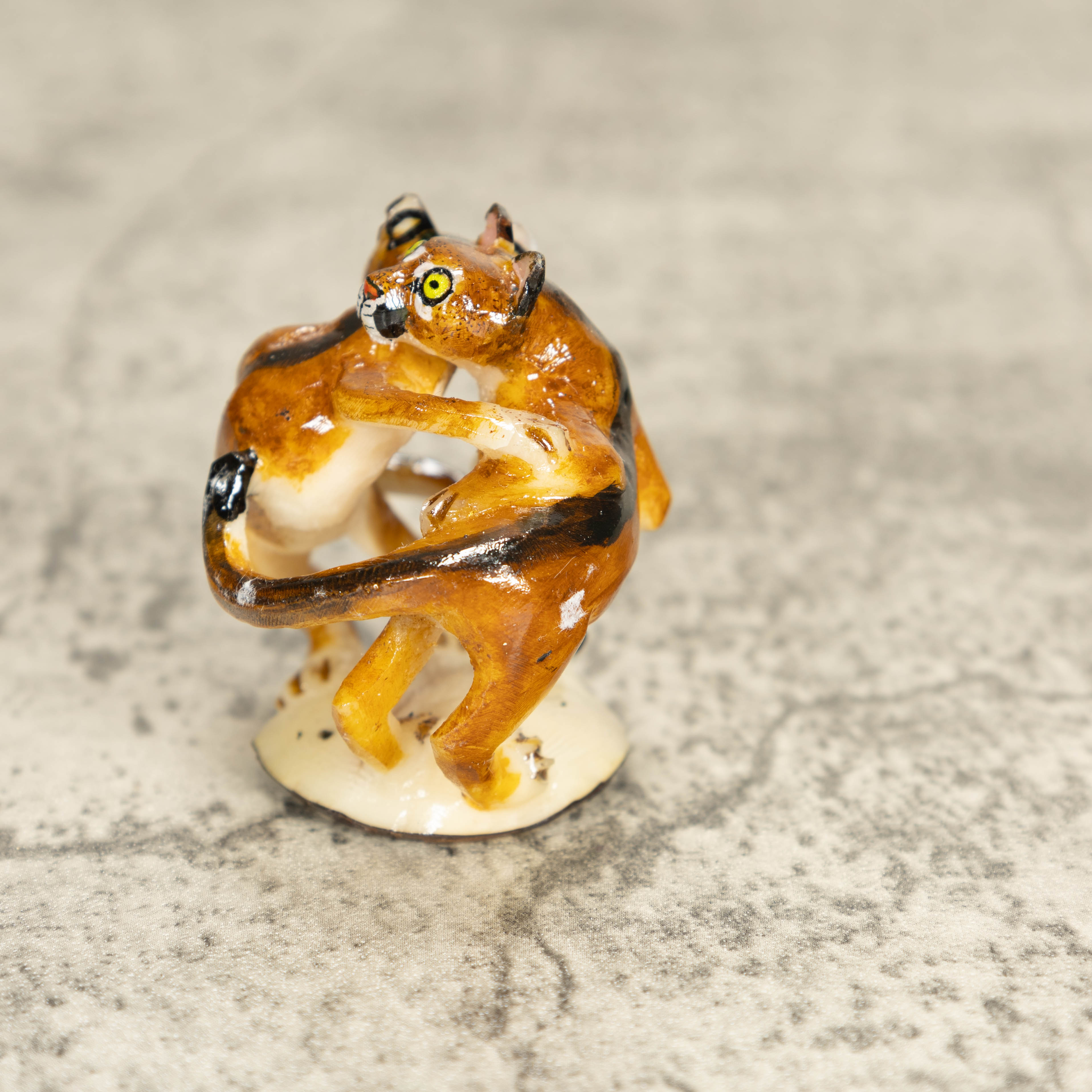 2 Puma Mountain Lion Tagua Nut Carving