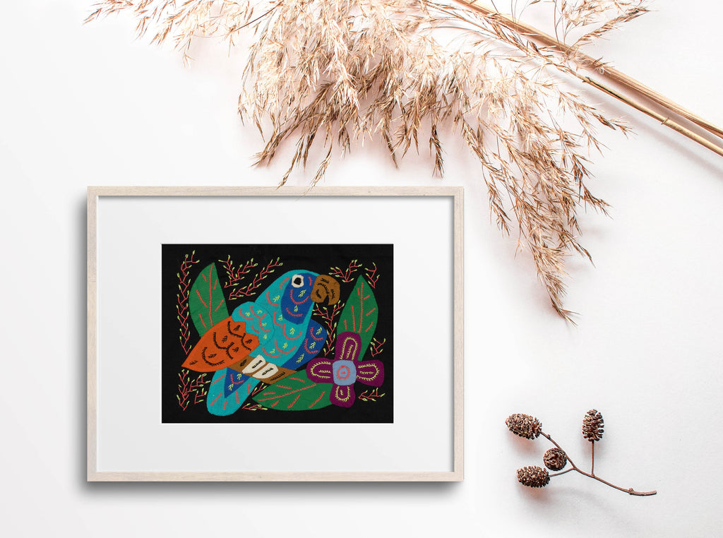 Multi-Color Parrot Bird Blue And Orange Molita