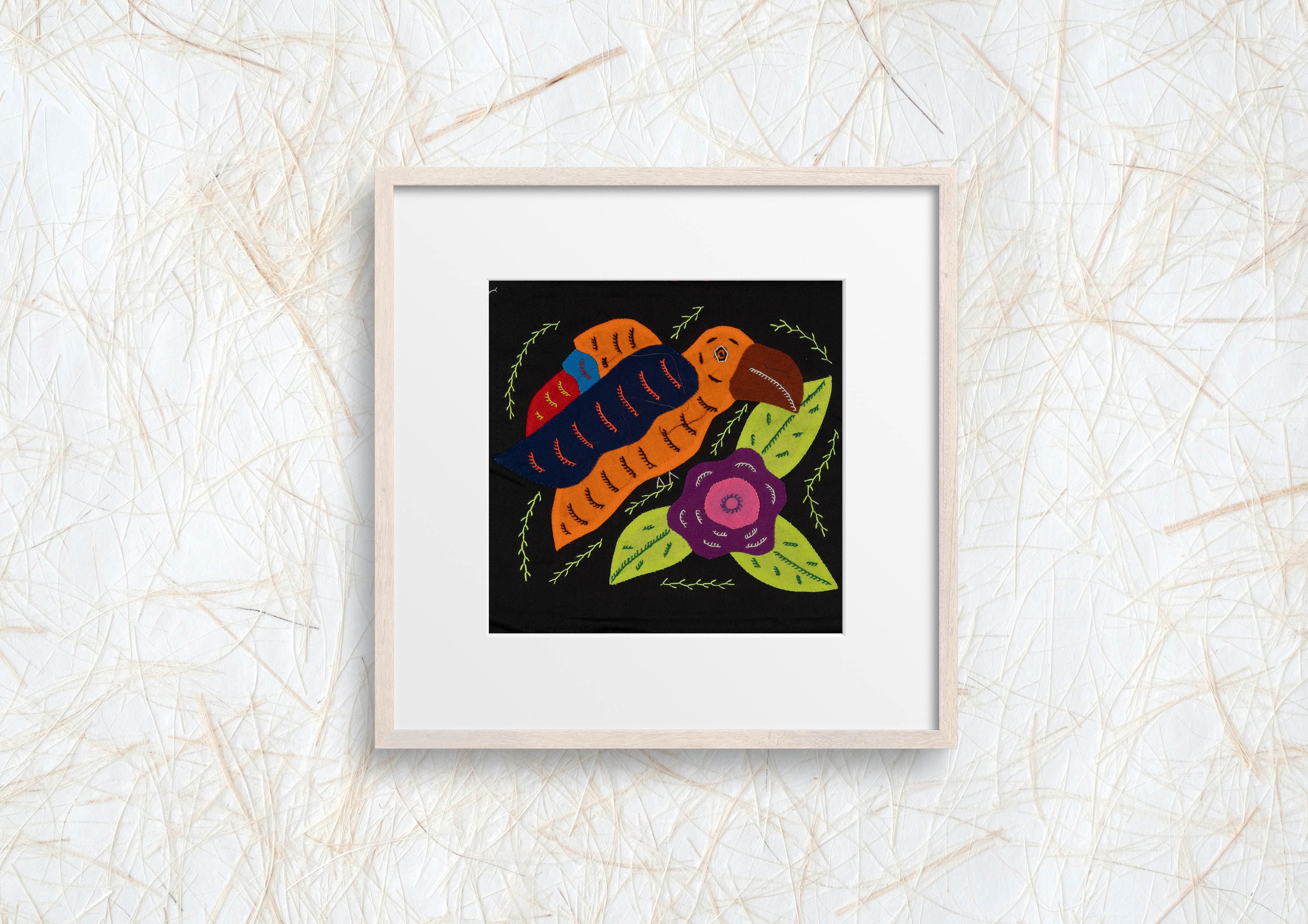 Multi-Color Parrot Bird Navy And Orange Molita