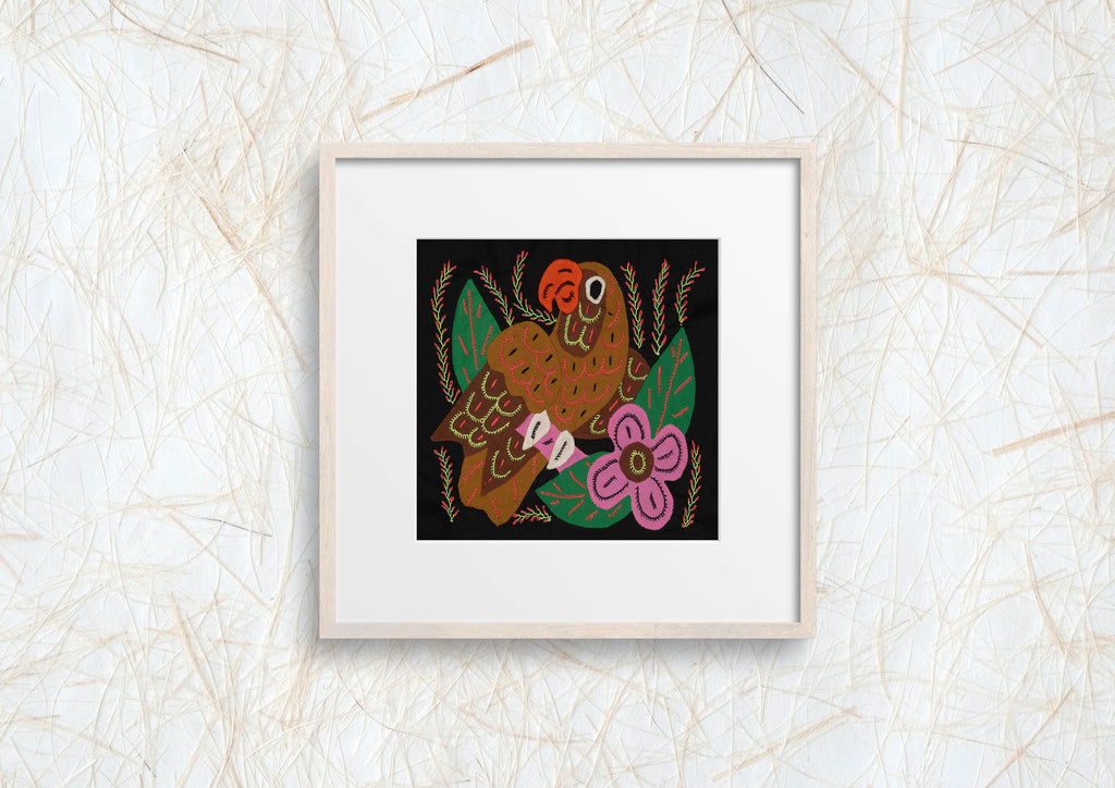 Multi-Color Parrot Bird Pink And Brown Molita