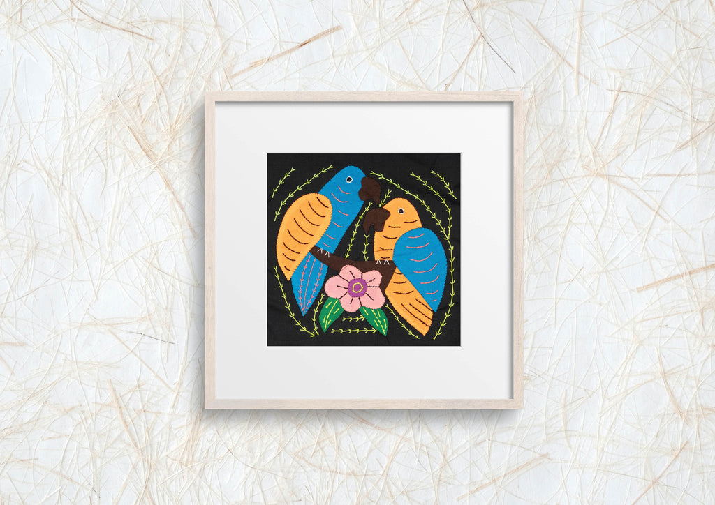 Multicolor Orange And Blue Two Bird Molita