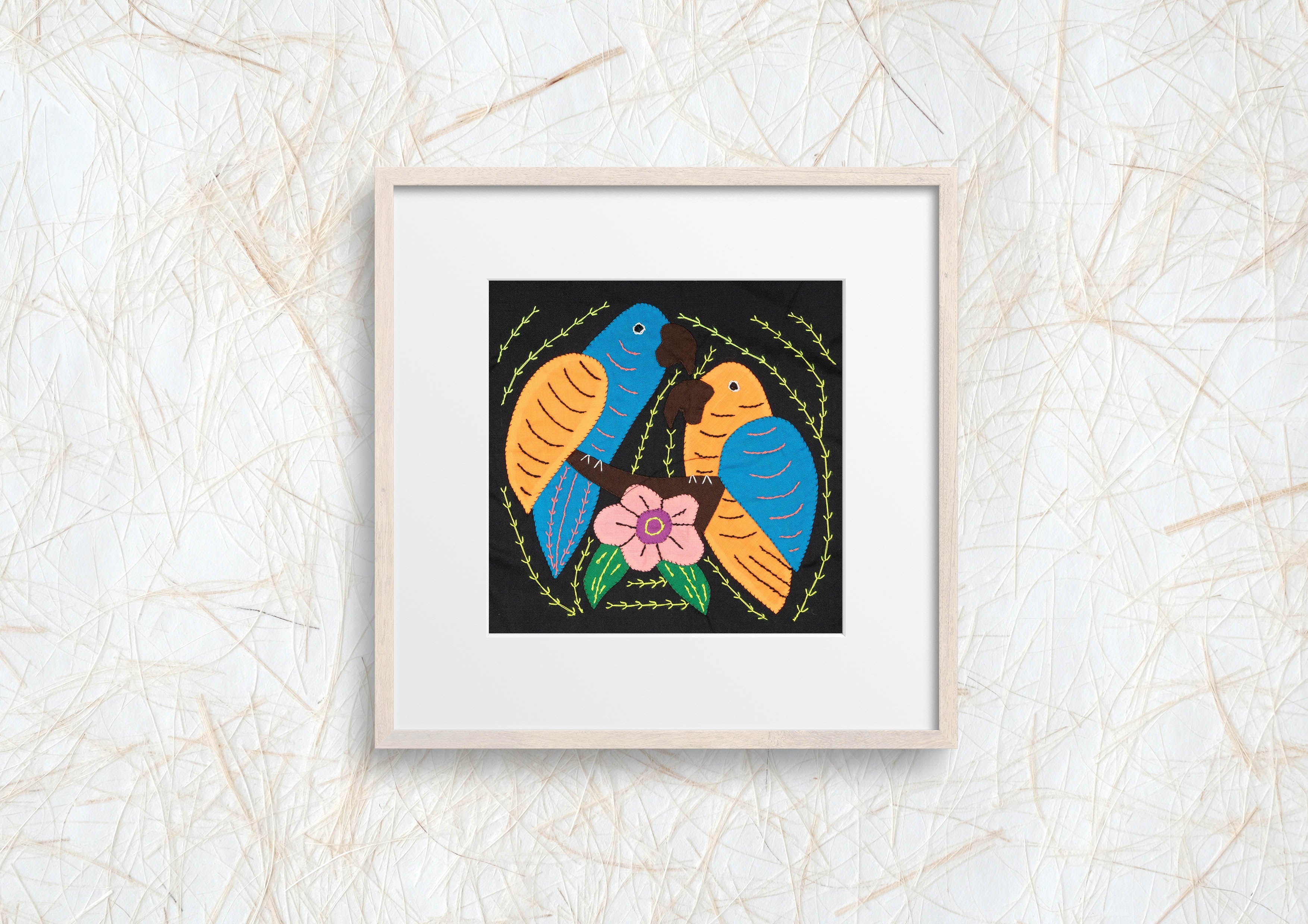 Multicolor Orange And Blue Two Bird Molita