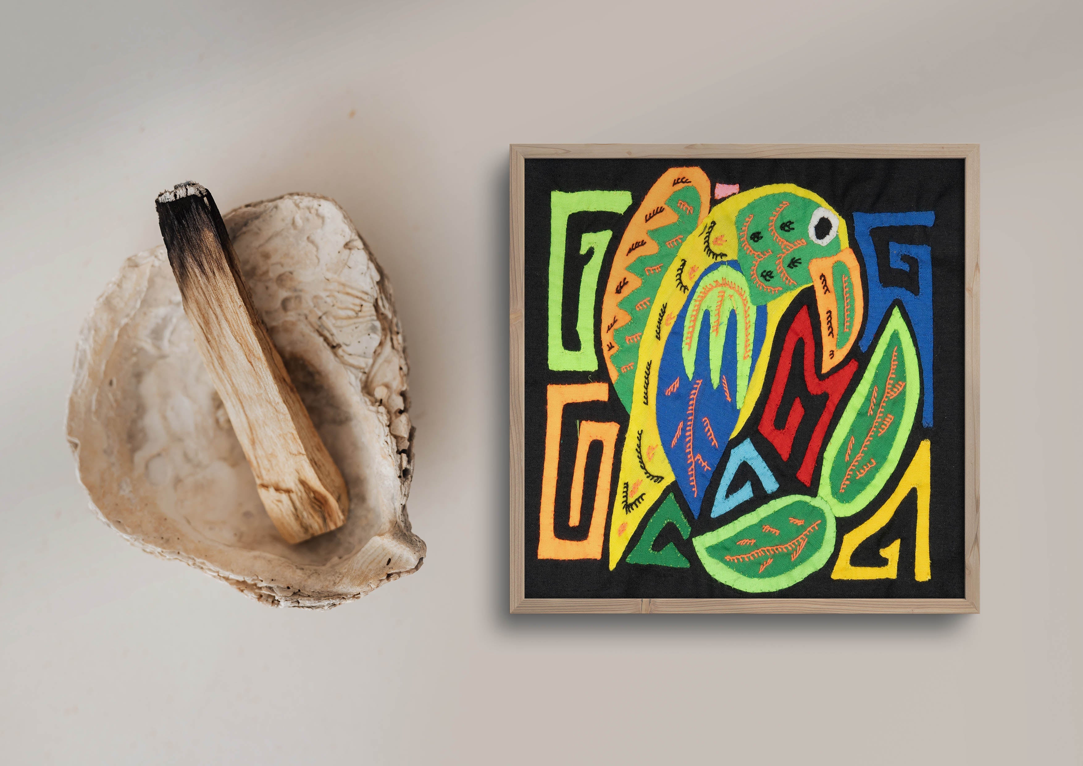 Multicolor Orange Blue And Chartruce Bird Molita