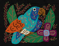 Multi-Color Parrot Bird Blue And Orange Molita