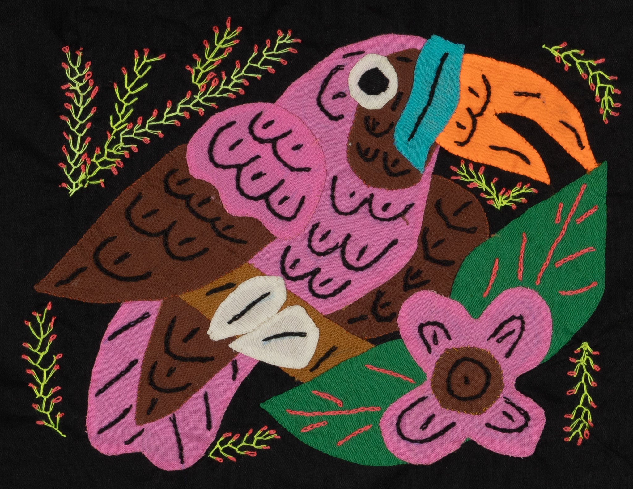 Multi-Color Toucan Bird Pink And Brown Molita