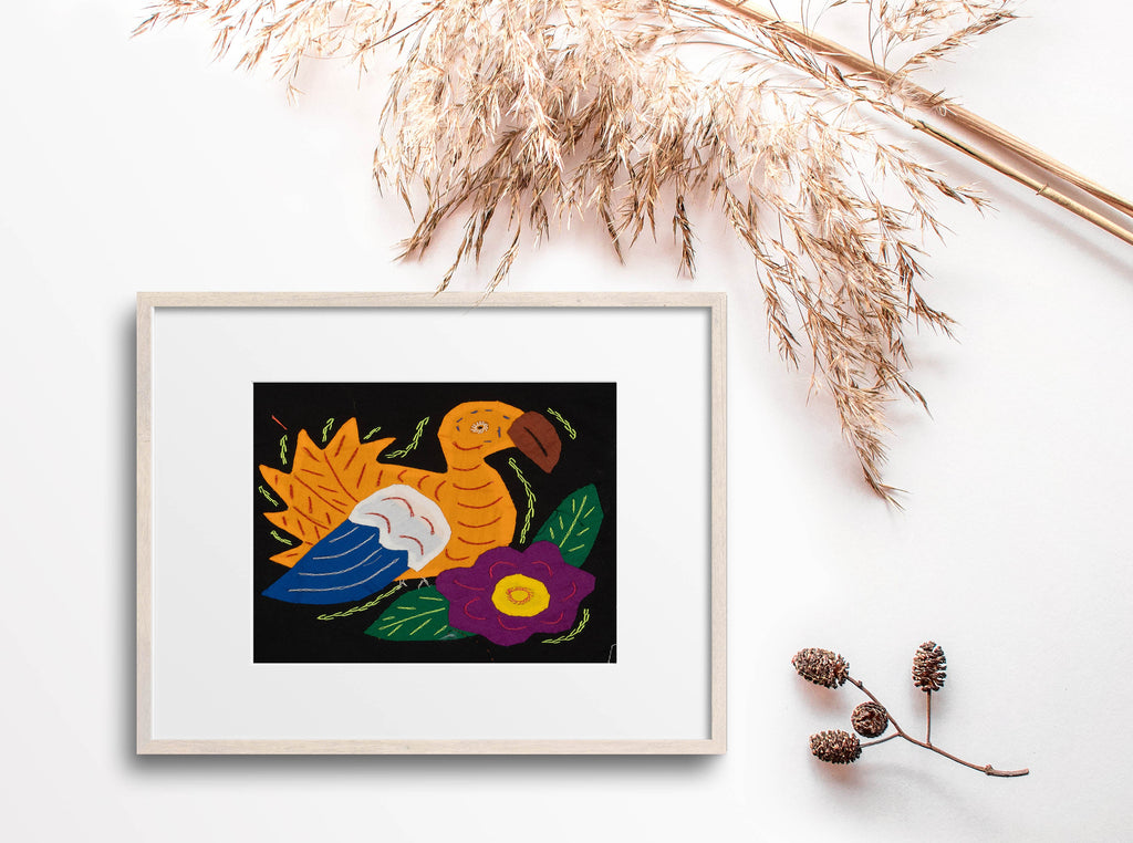 Multi-Color Parrot Bird Gold And Blue Molita