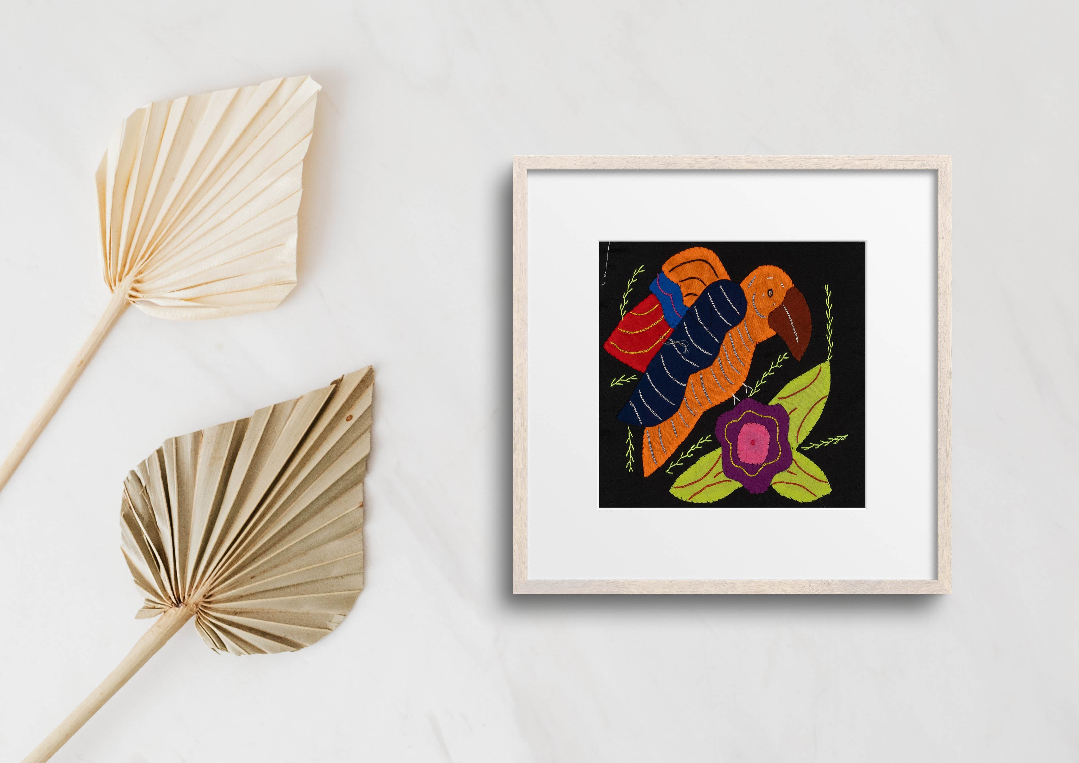 Multi-Color Parrot Bird Orange And Navy Molita