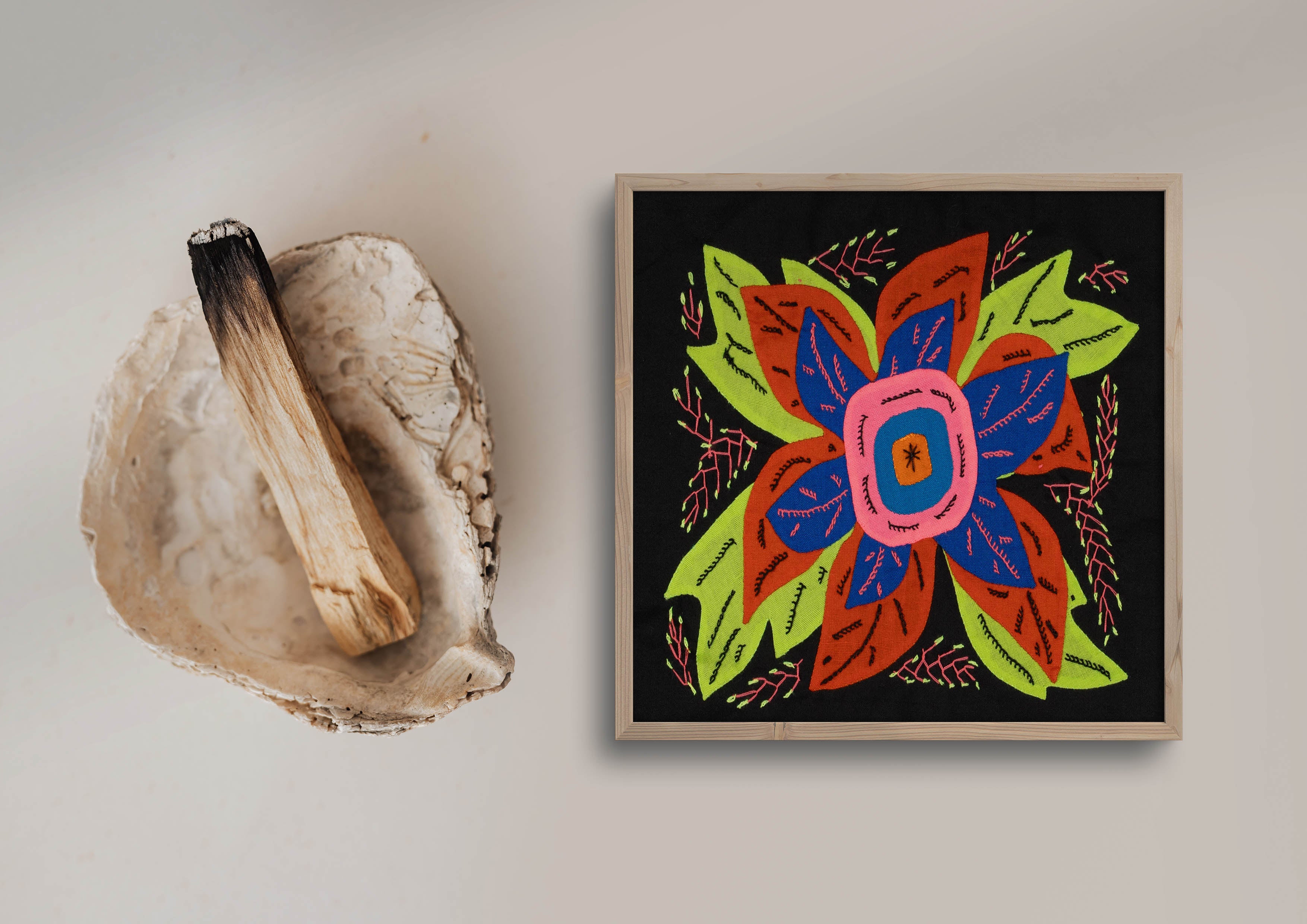 Multi-Color Floral Flower Orange And Blue Molita