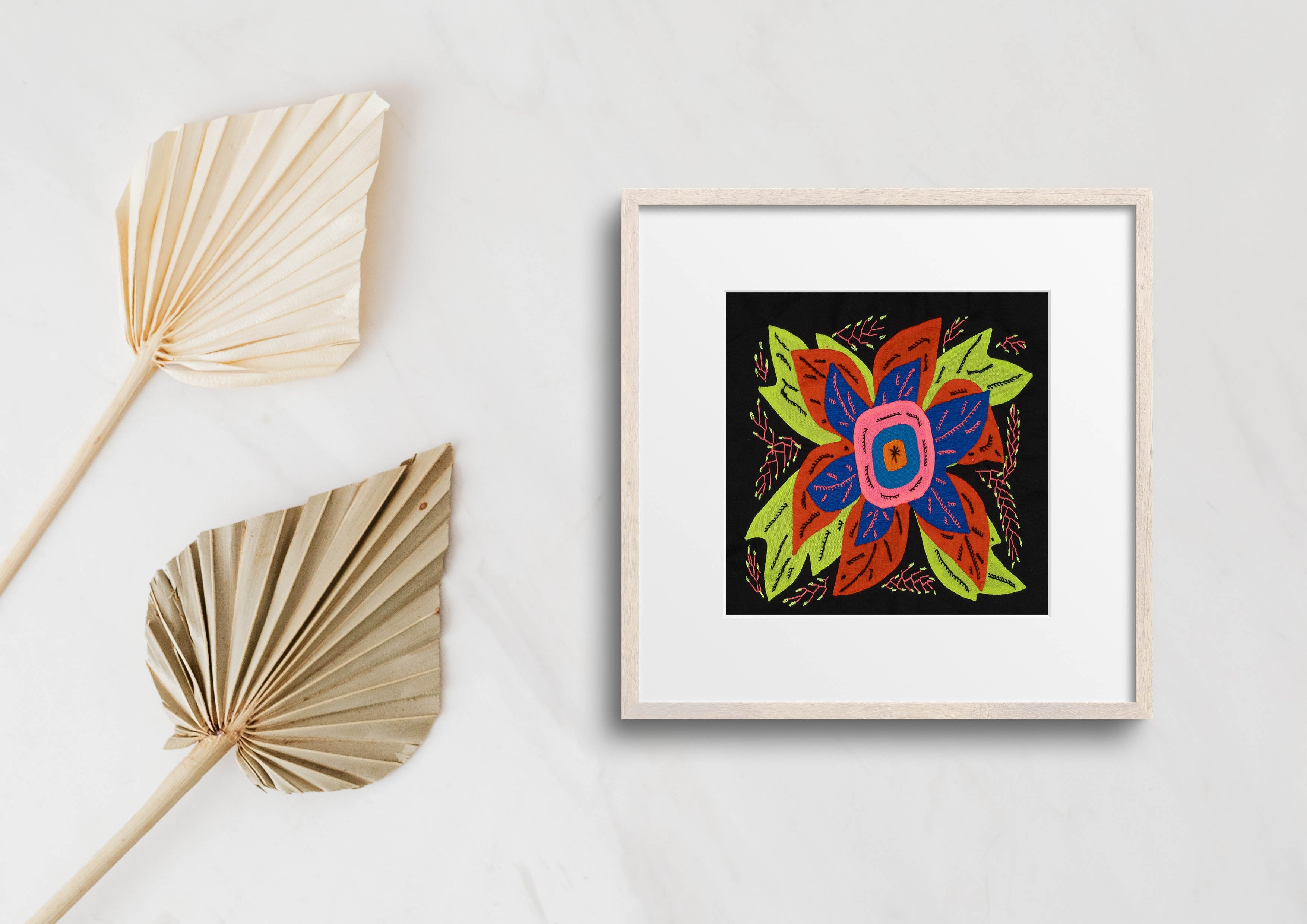 Multi-Color Floral Flower Orange And Blue Molita