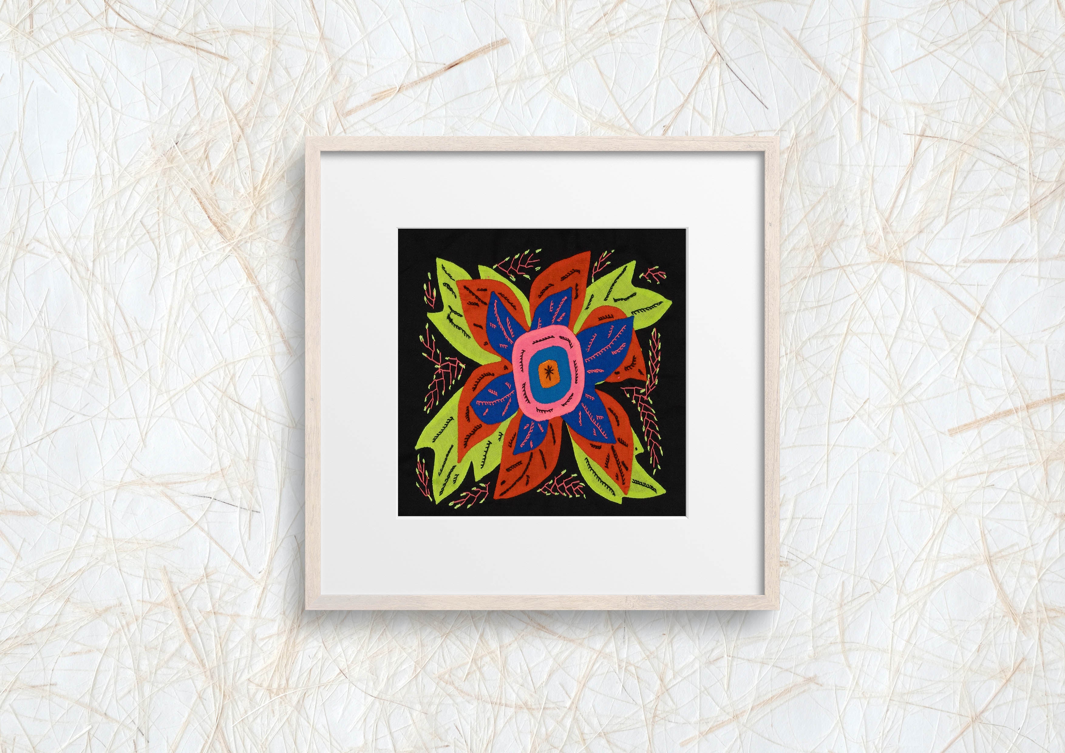 Multi-Color Floral Flower Orange And Blue Molita