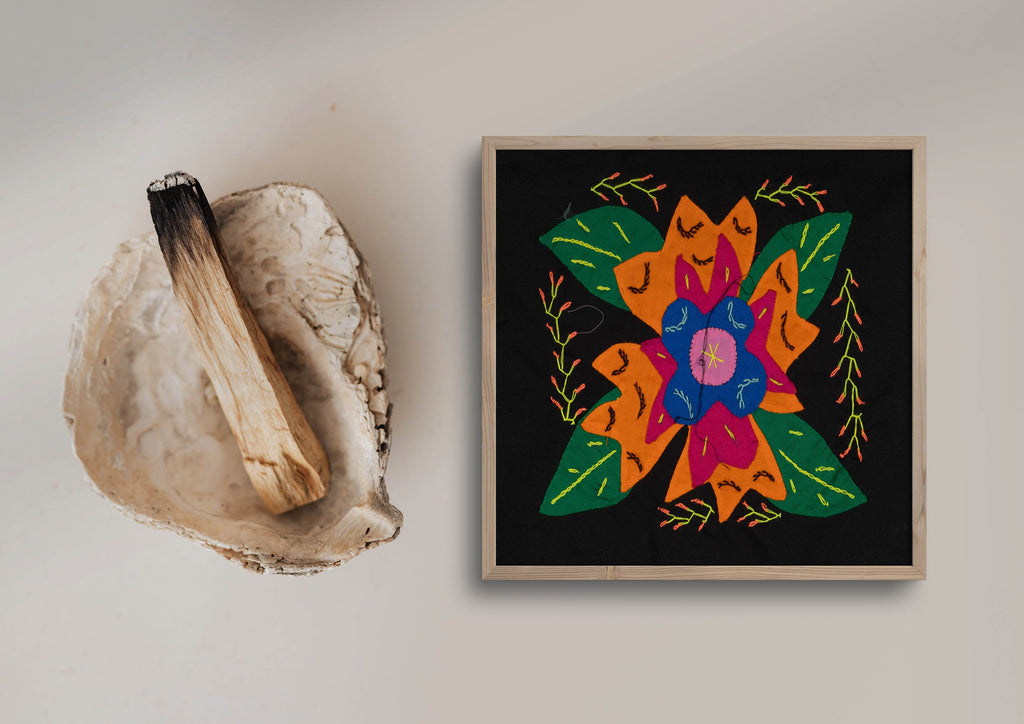 Multi-Color Floral Flower Orange And Blue Molita