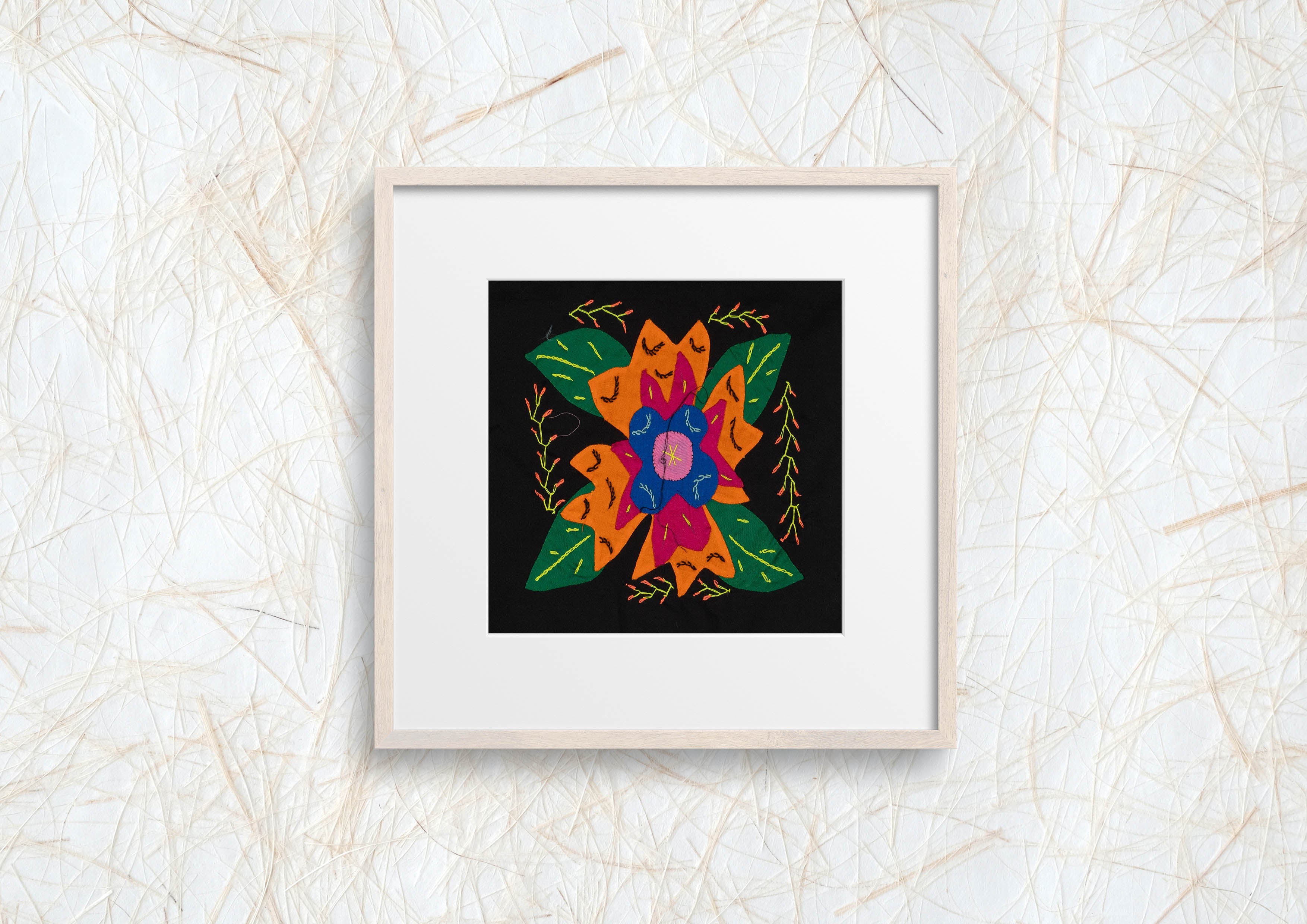 Multi-Color Floral Flower Orange And Blue Molita