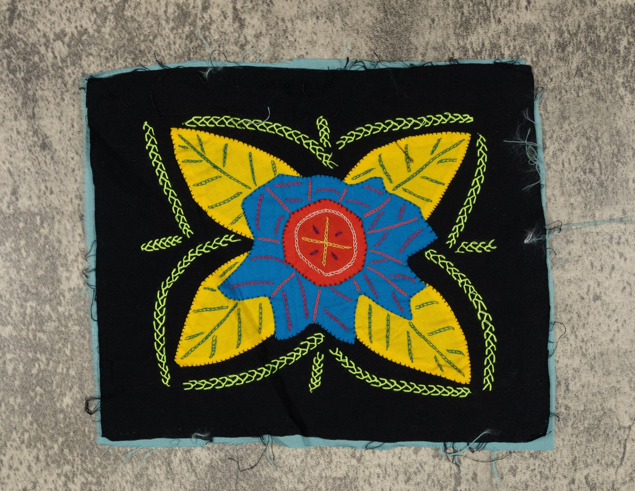 Multi-Color Floral Flower Blue And Yellow Molita
