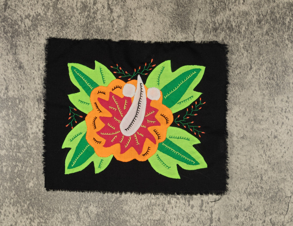 Multi-Color Floral Flower Orange And Green Molita