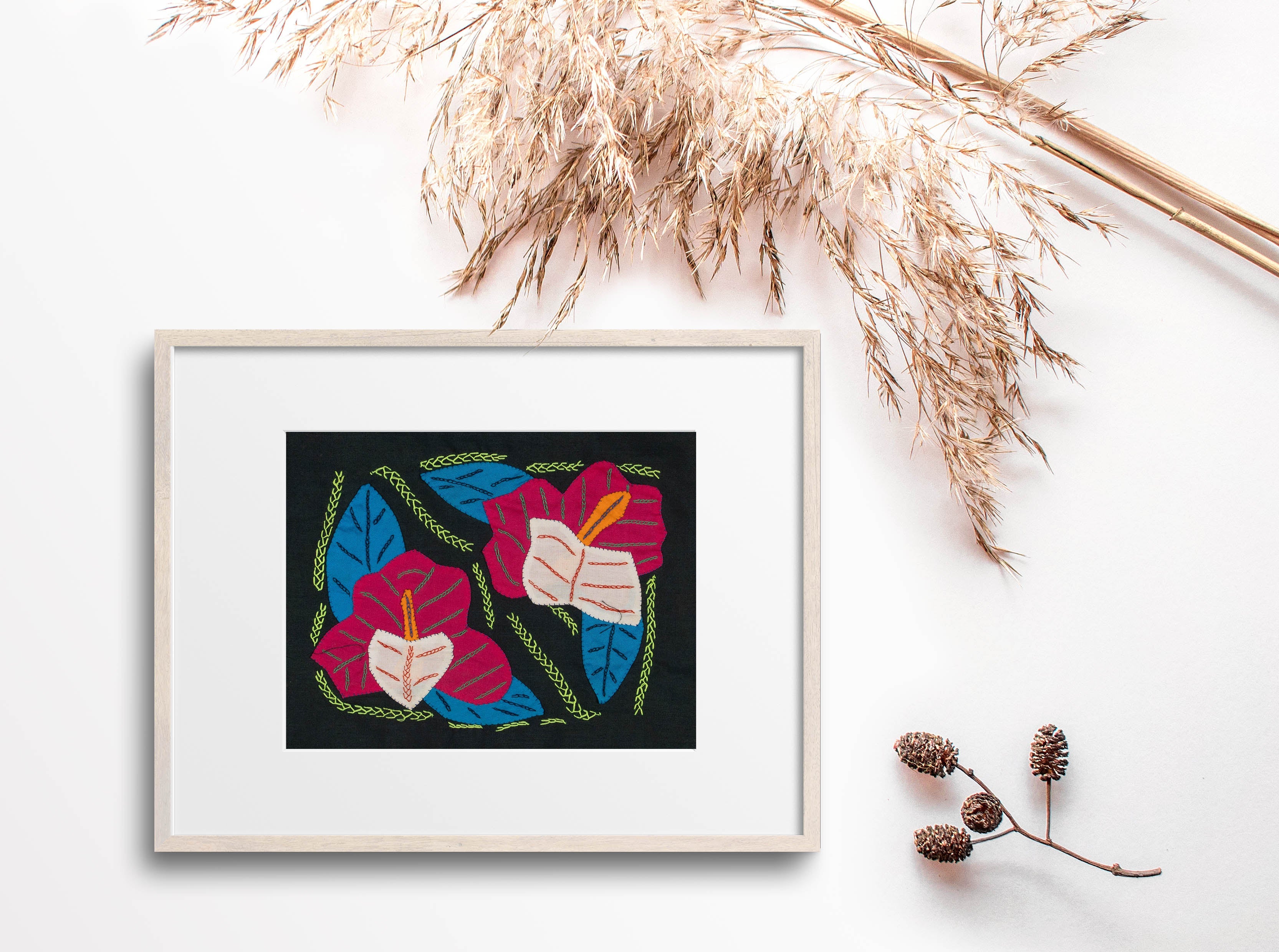Multi-Color Floral Flower Blue And Red Molita